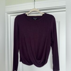 fifteen twenty Long Sleeve Twist-Front Top in Deep Plum